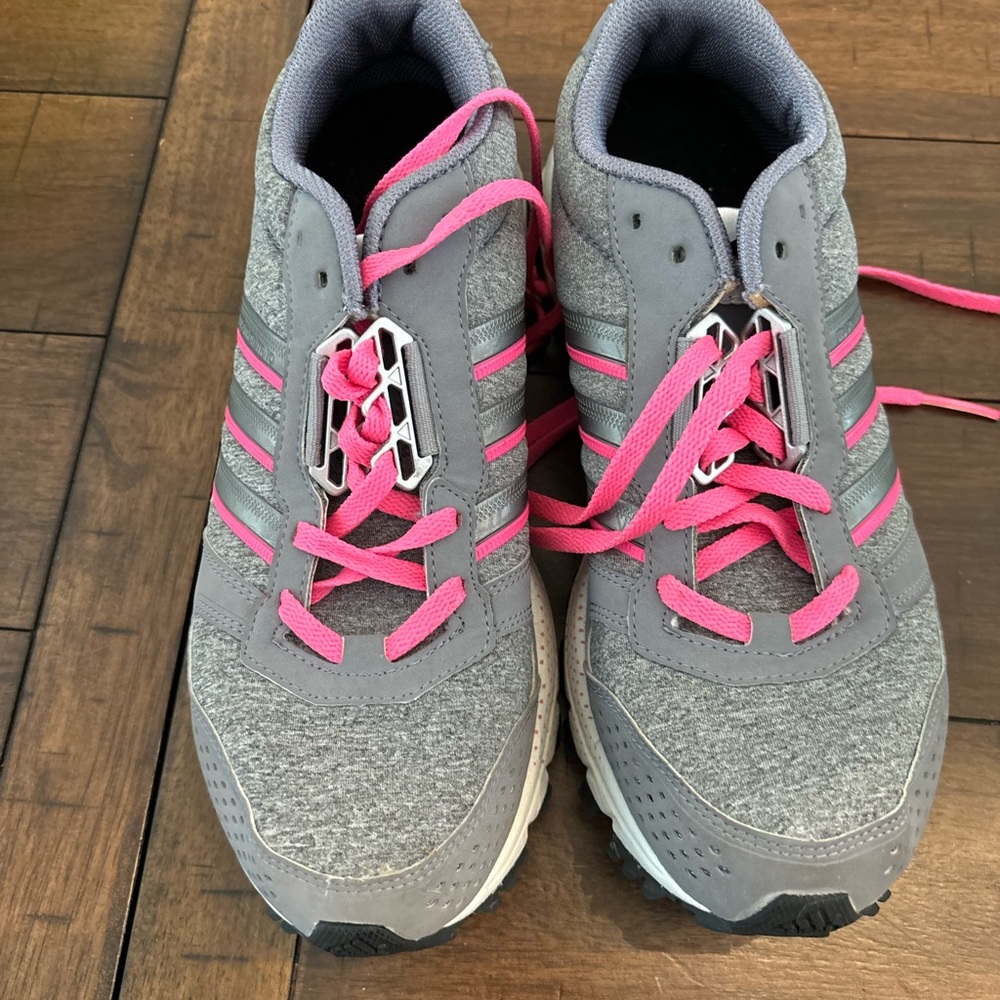 Adidas Women's Gray and Pink Athletic Shoes - Picture 9 of 10